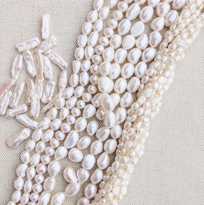 Strands of irregular shaped freshwater baroque pearls