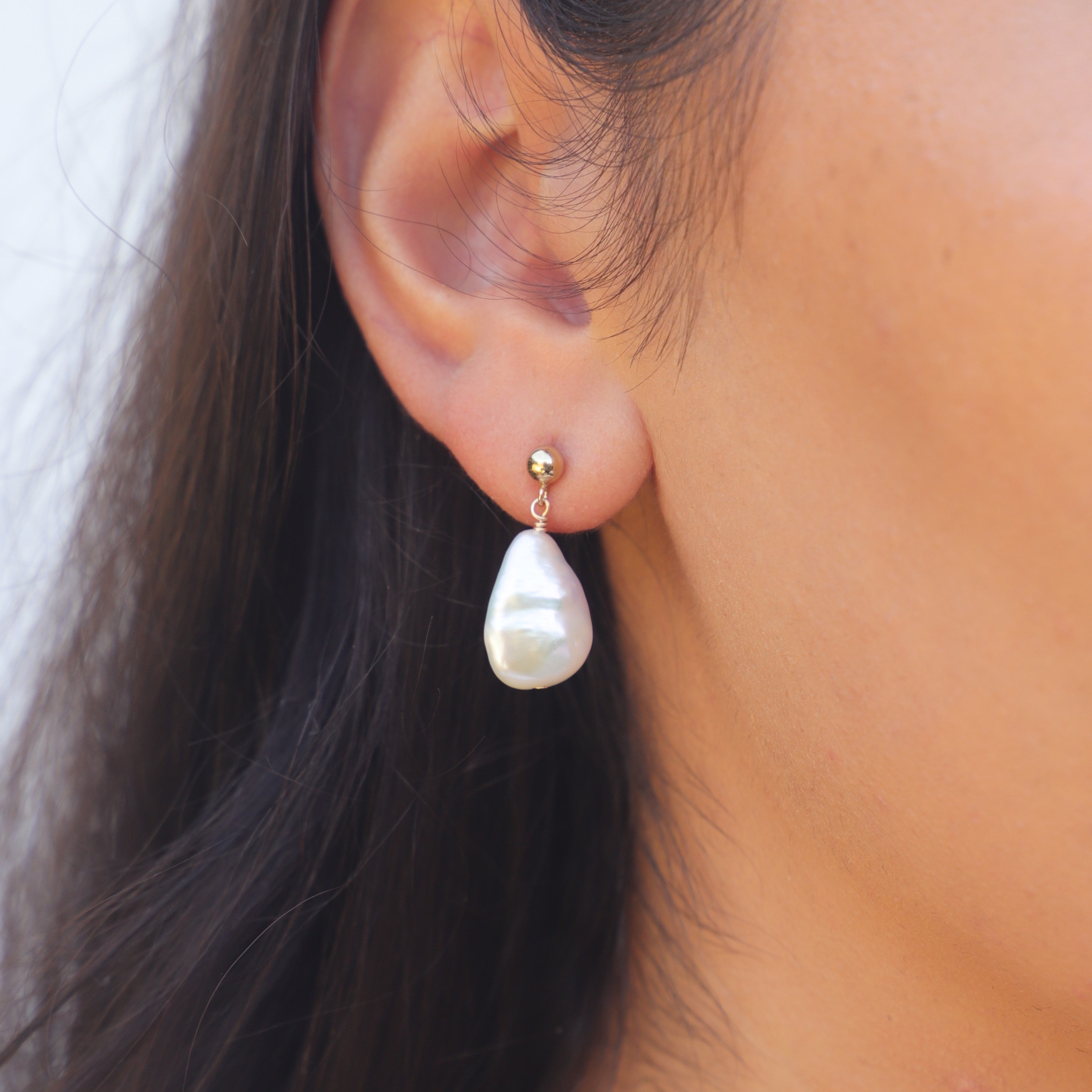 Gold Pearl Drop Earrings