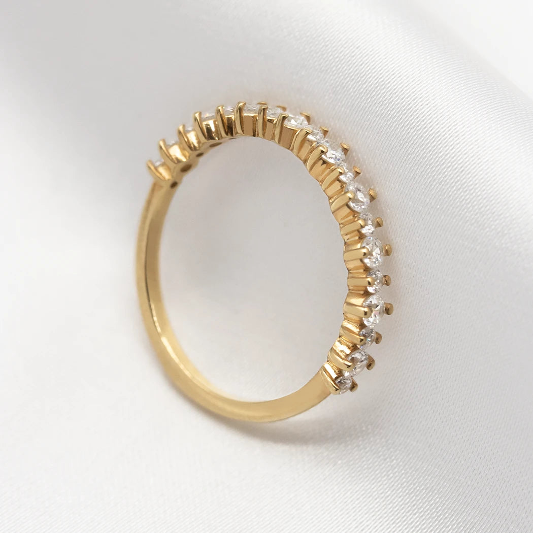 9ct Solid Gold Round Half Eternity Band Ring - Stella