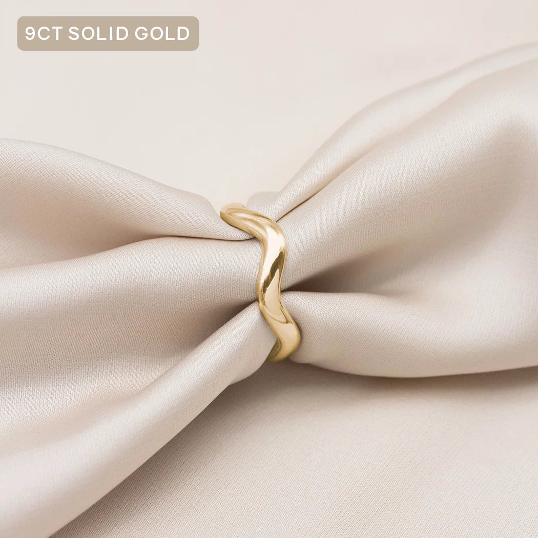 9ct Solid Gold Chunky Organic Wavy Band Ring