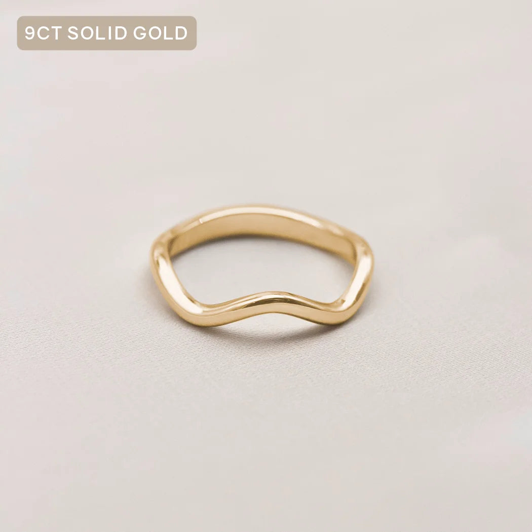 9ct Solid Gold Slim Organic Wavy Band Ring