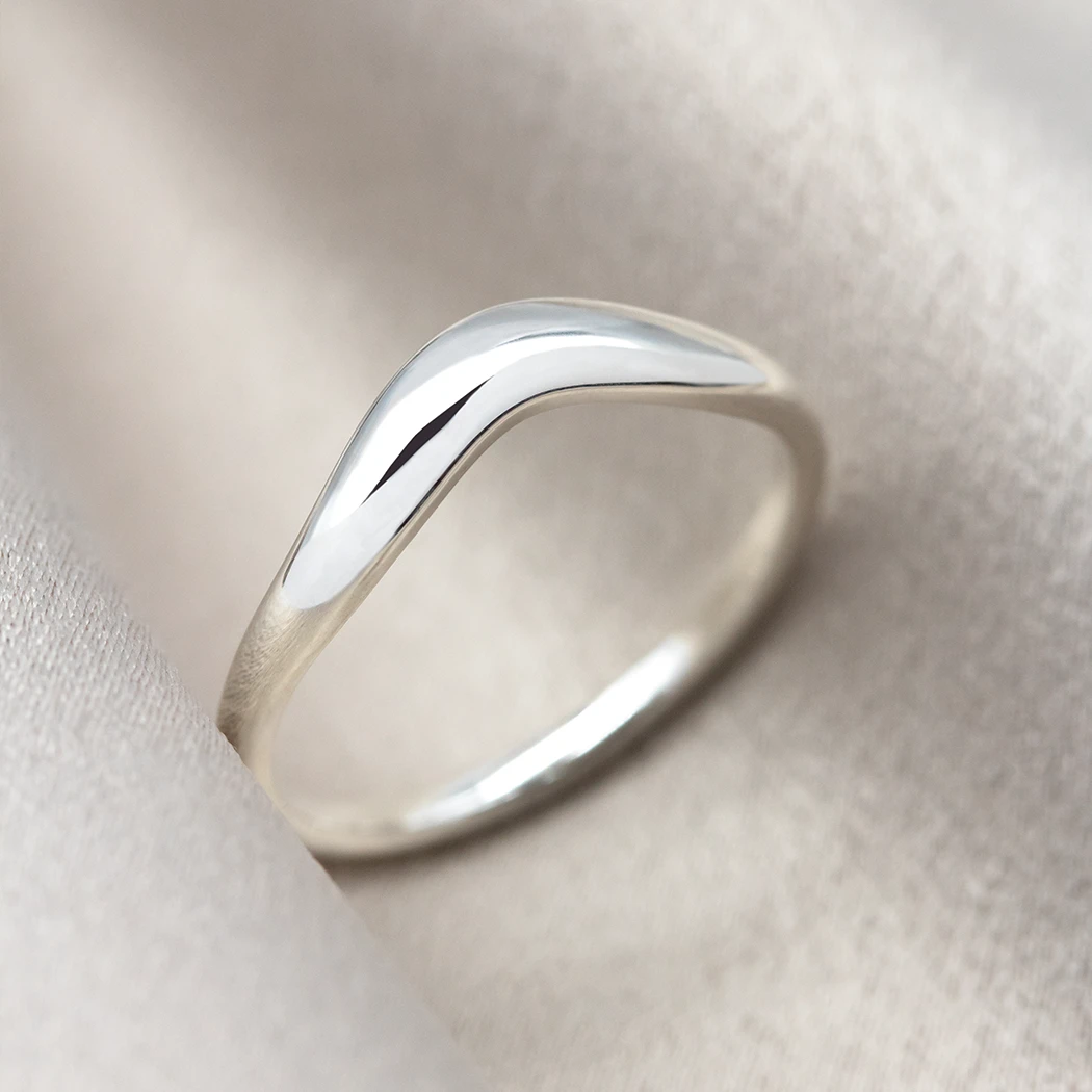 9ct Solid Gold Bold Domed Curve Ring - Nella