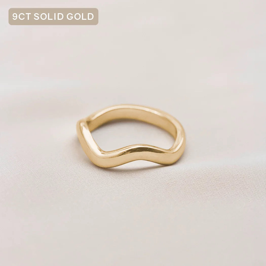 9ct Solid Gold Chunky Organic Wavy Band Ring
