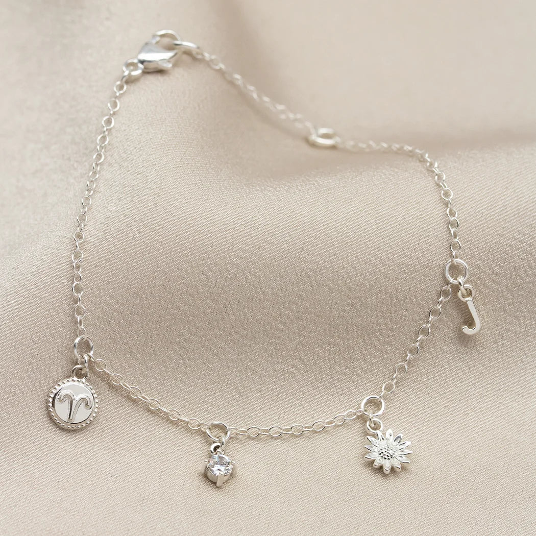 April Birthday Symbols Charm Bracelet