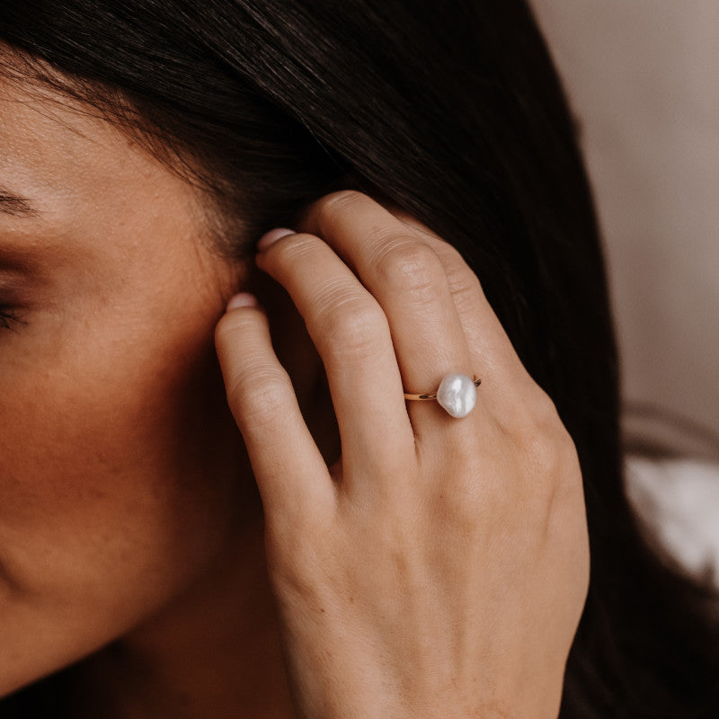 Gold Baroque Pearl Ring