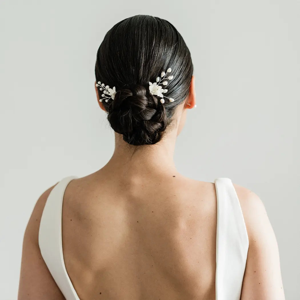 Bridal Mini Flower and Pearl Hair Pins