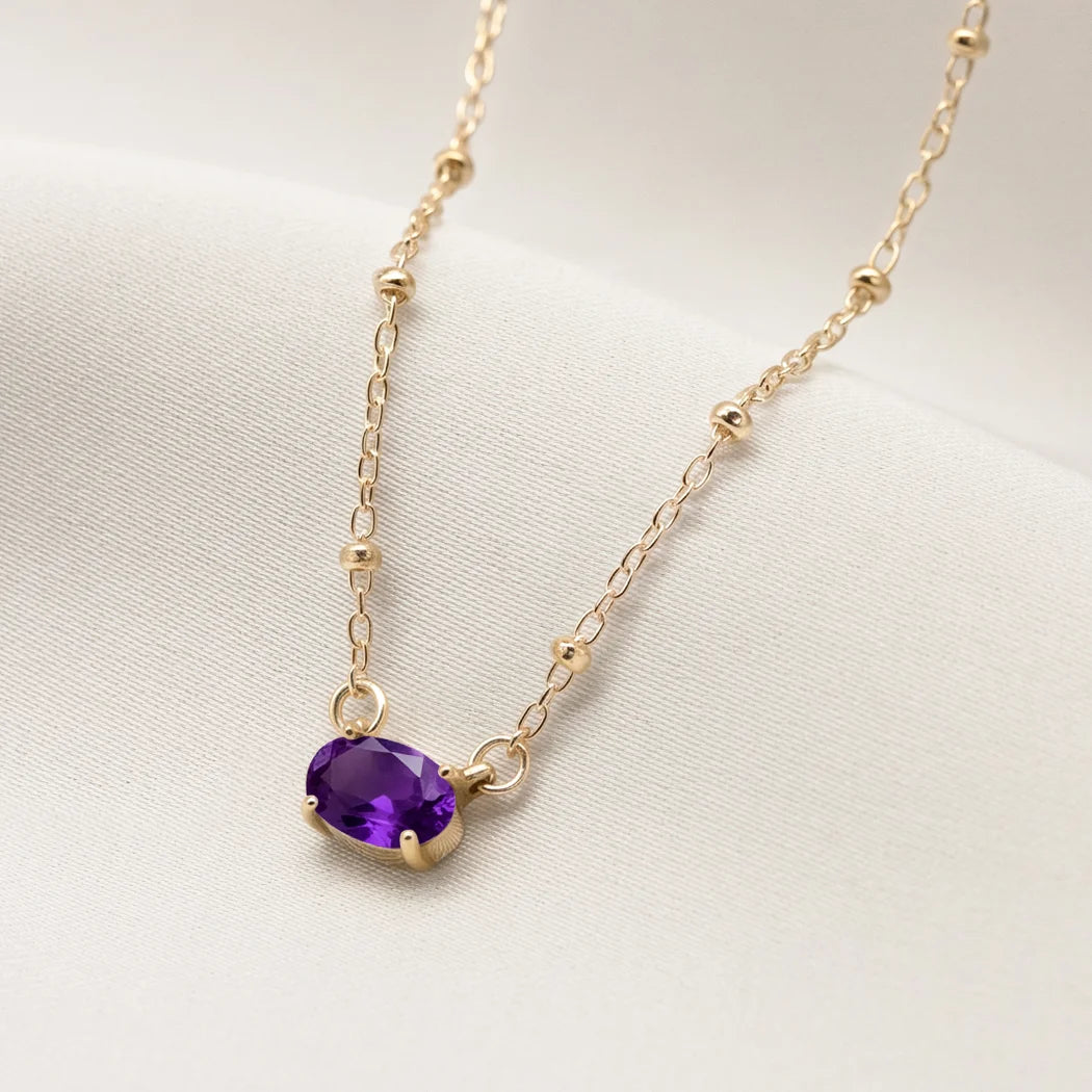 Amethyst Oval Crystal Necklace