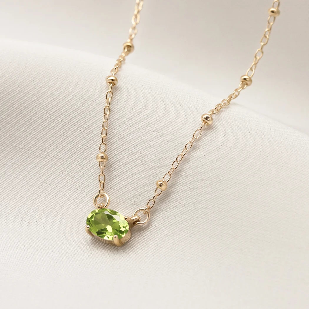 Peridot Oval Crystal Necklace