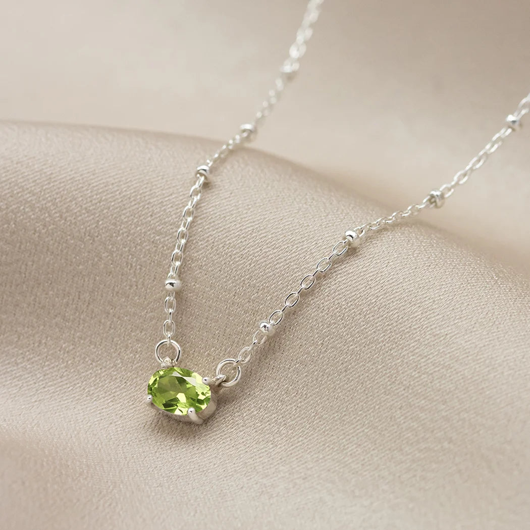 Peridot Oval Crystal Necklace