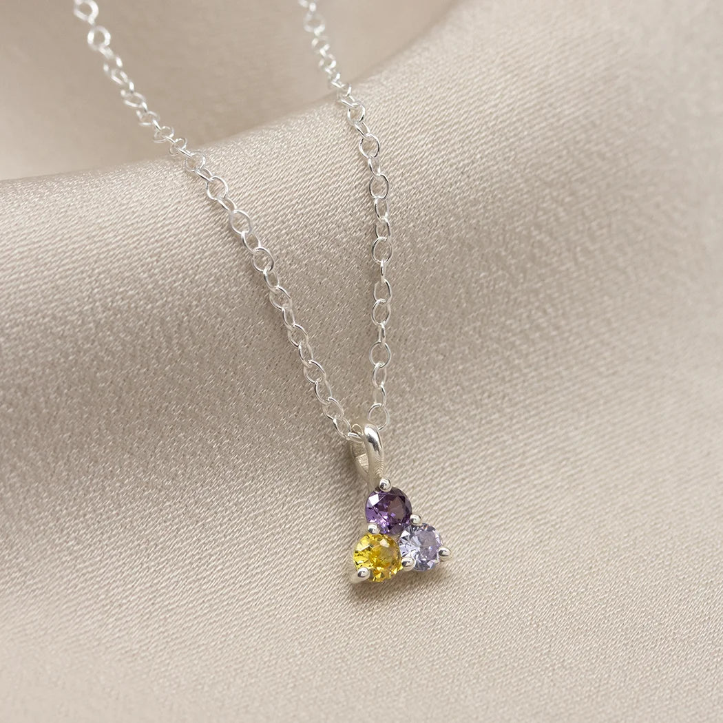 Three Birthstone Charm Necklace