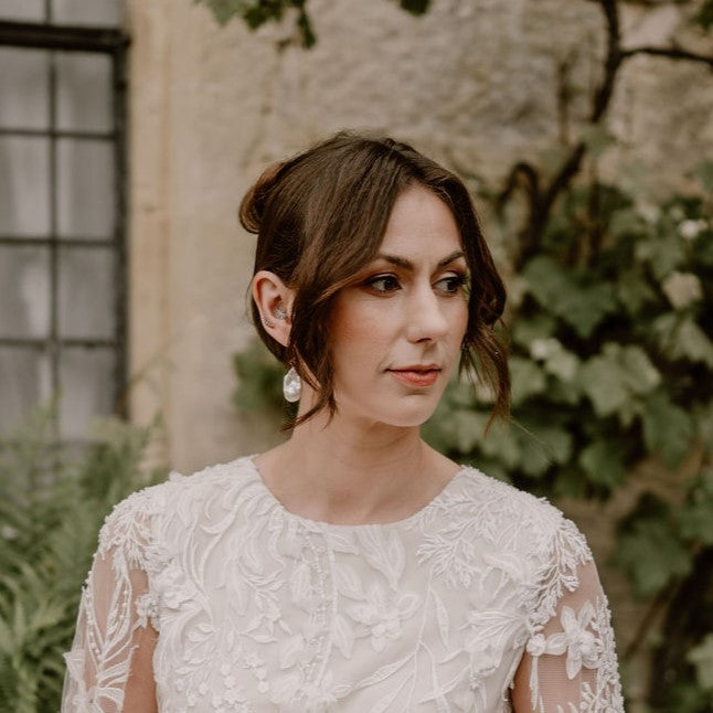 Daphne Large Drop Pearl Bridal Earrings