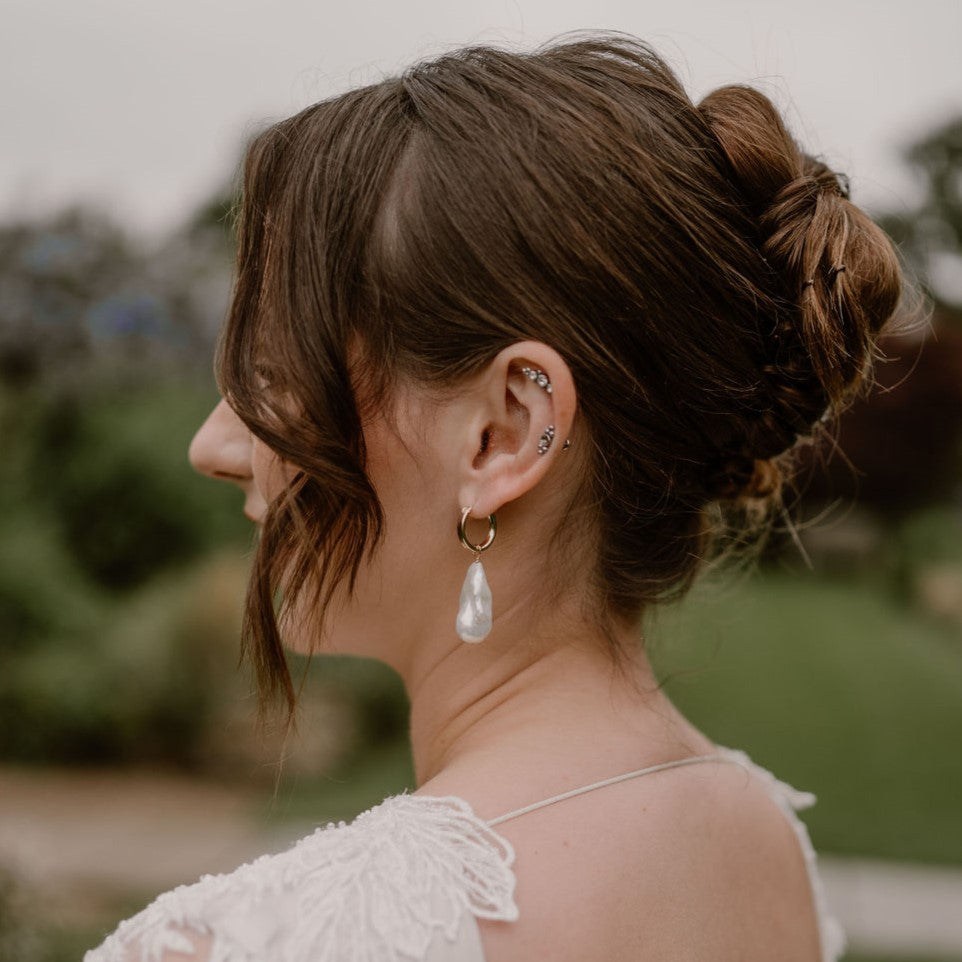 Daphne Large Drop Pearl Bridal Earrings