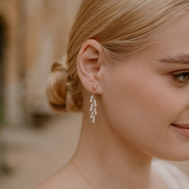 Delilah Small Bridal Pearl Cluster Earrings