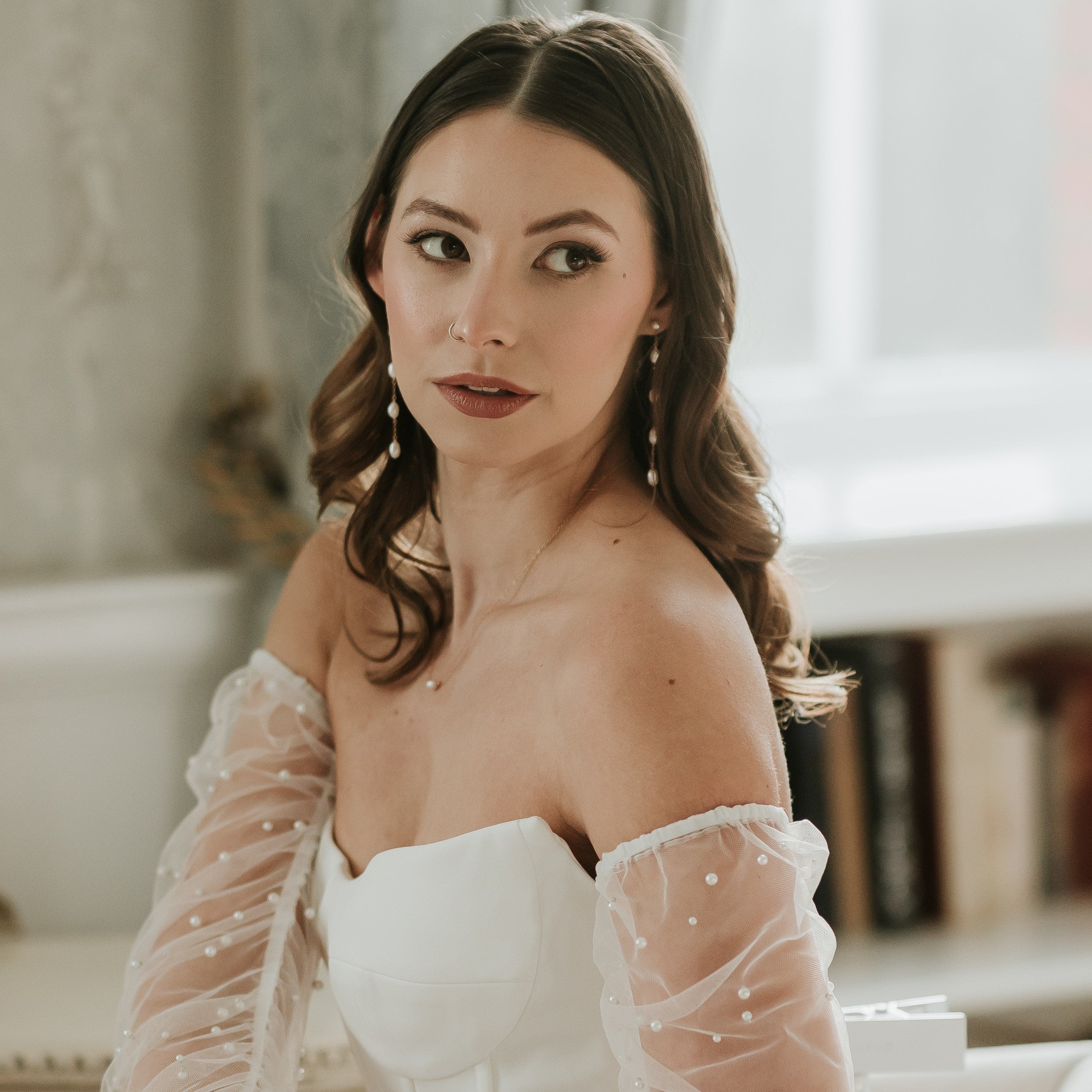 Emilie Pearl Statement Earrings for Brides