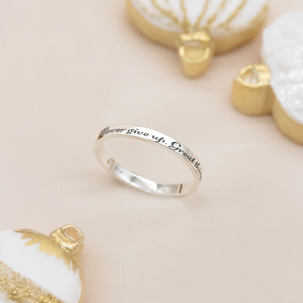 Dainty Engraved Sterling Silver Ring