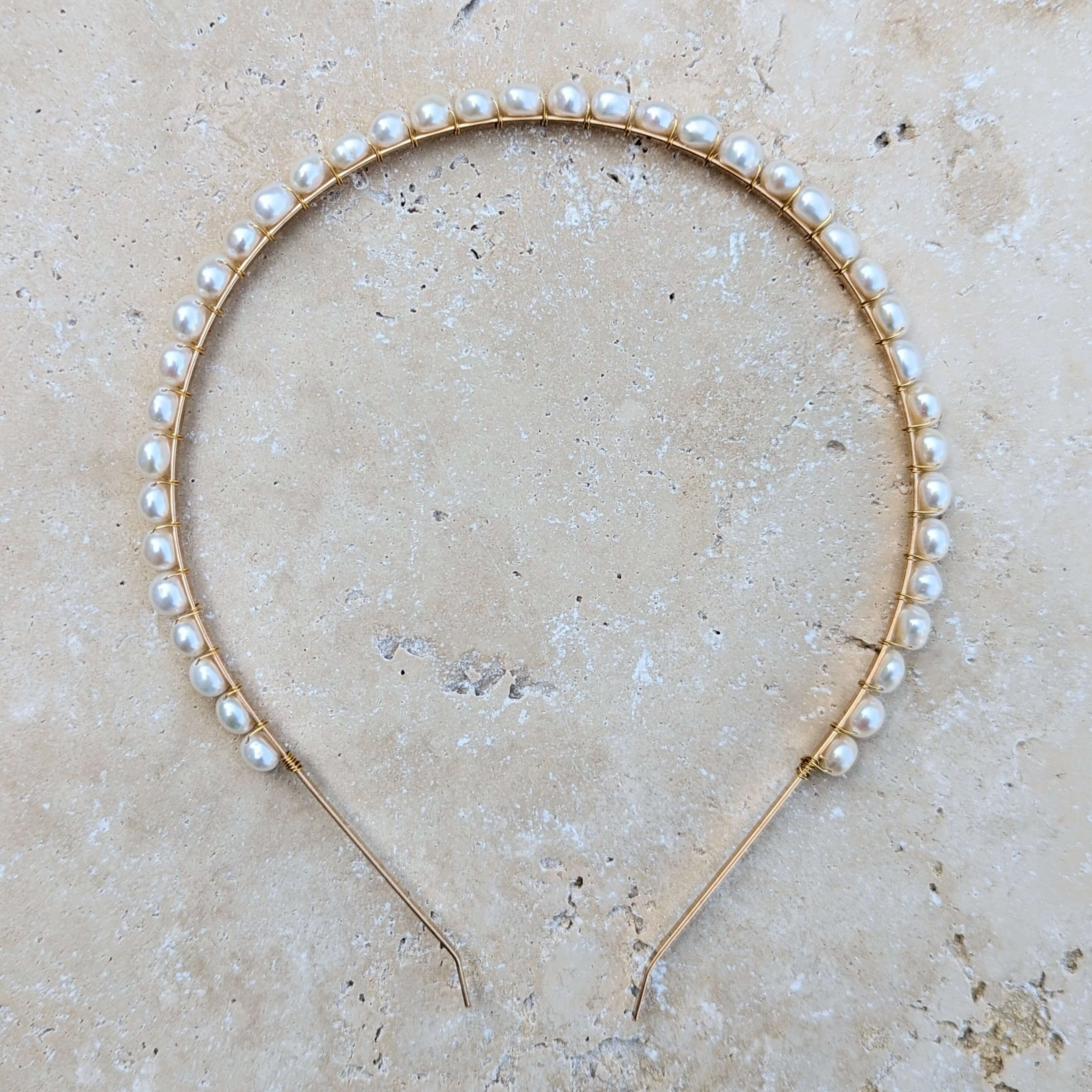 Freshwater pearl gold headband