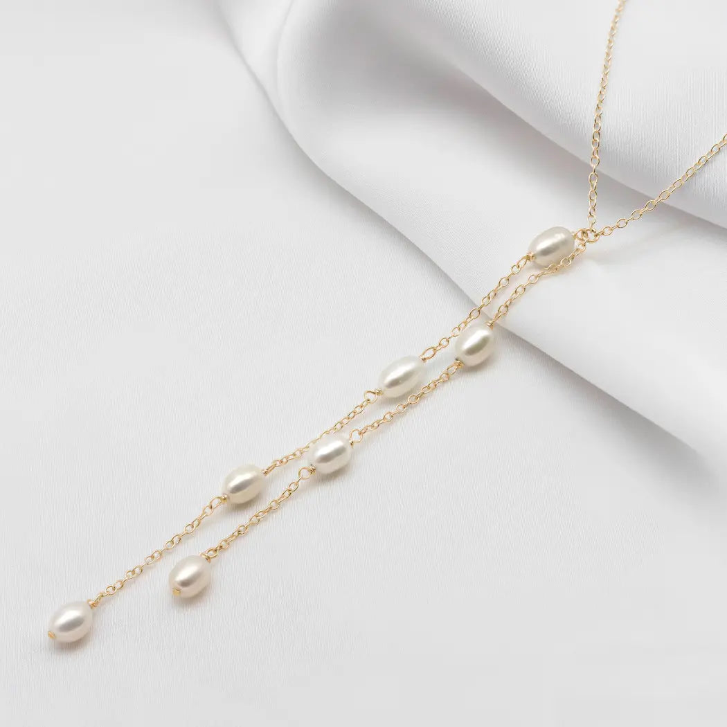 Maya Double Strand Long Pearl Necklace