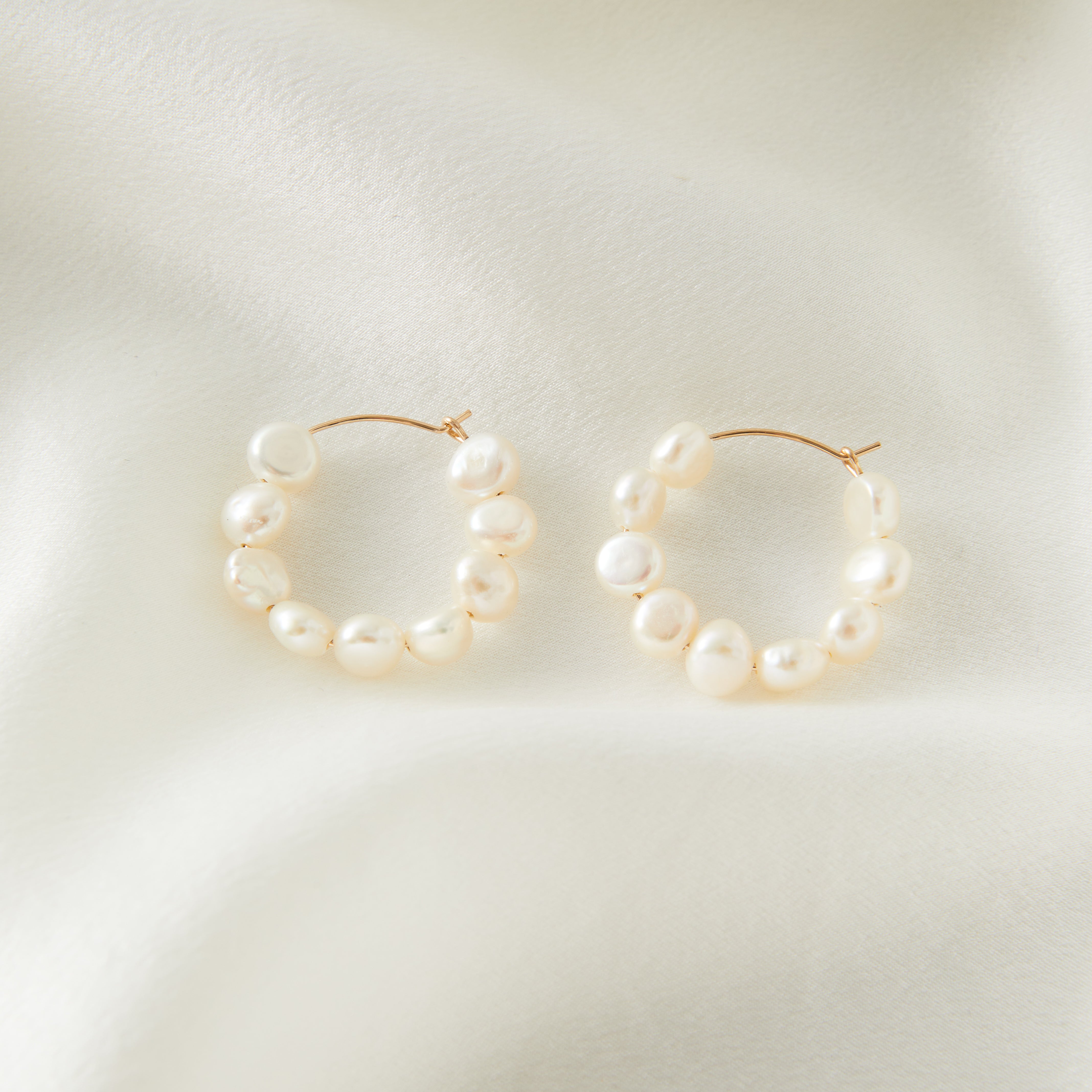 Medium Baroque Pearl Hoops - Lana