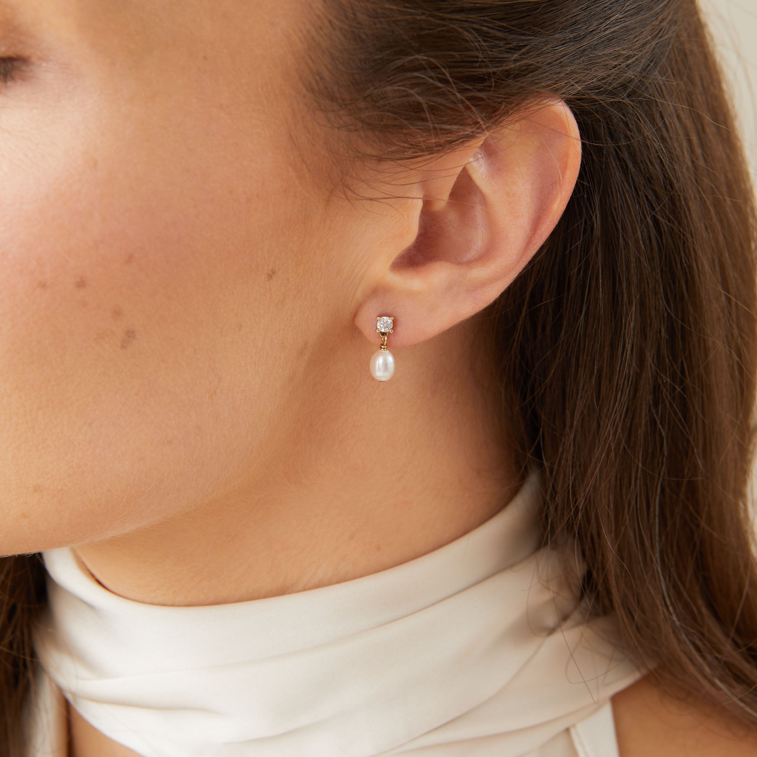 Mini Crystal Pearl Drop Earrings - Halley