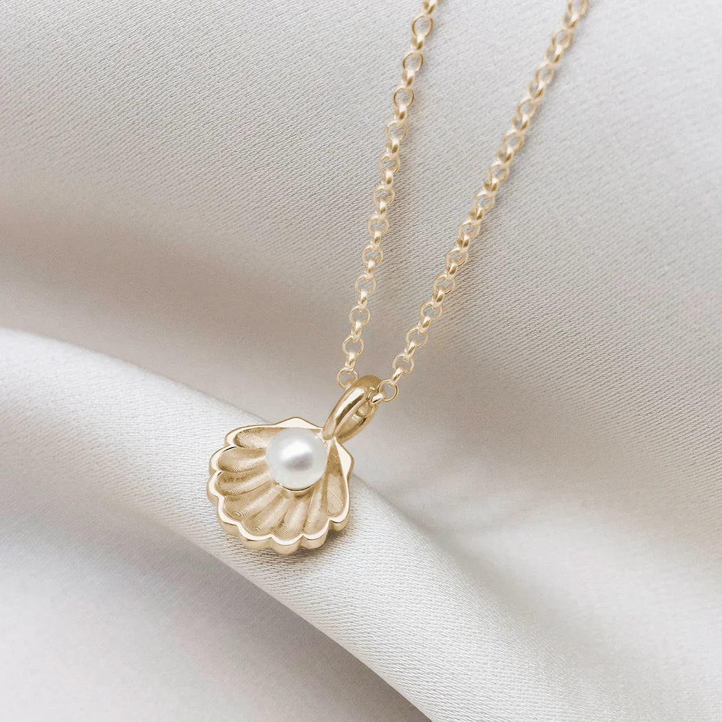 Shell and Pearl Charm Pendant Necklace