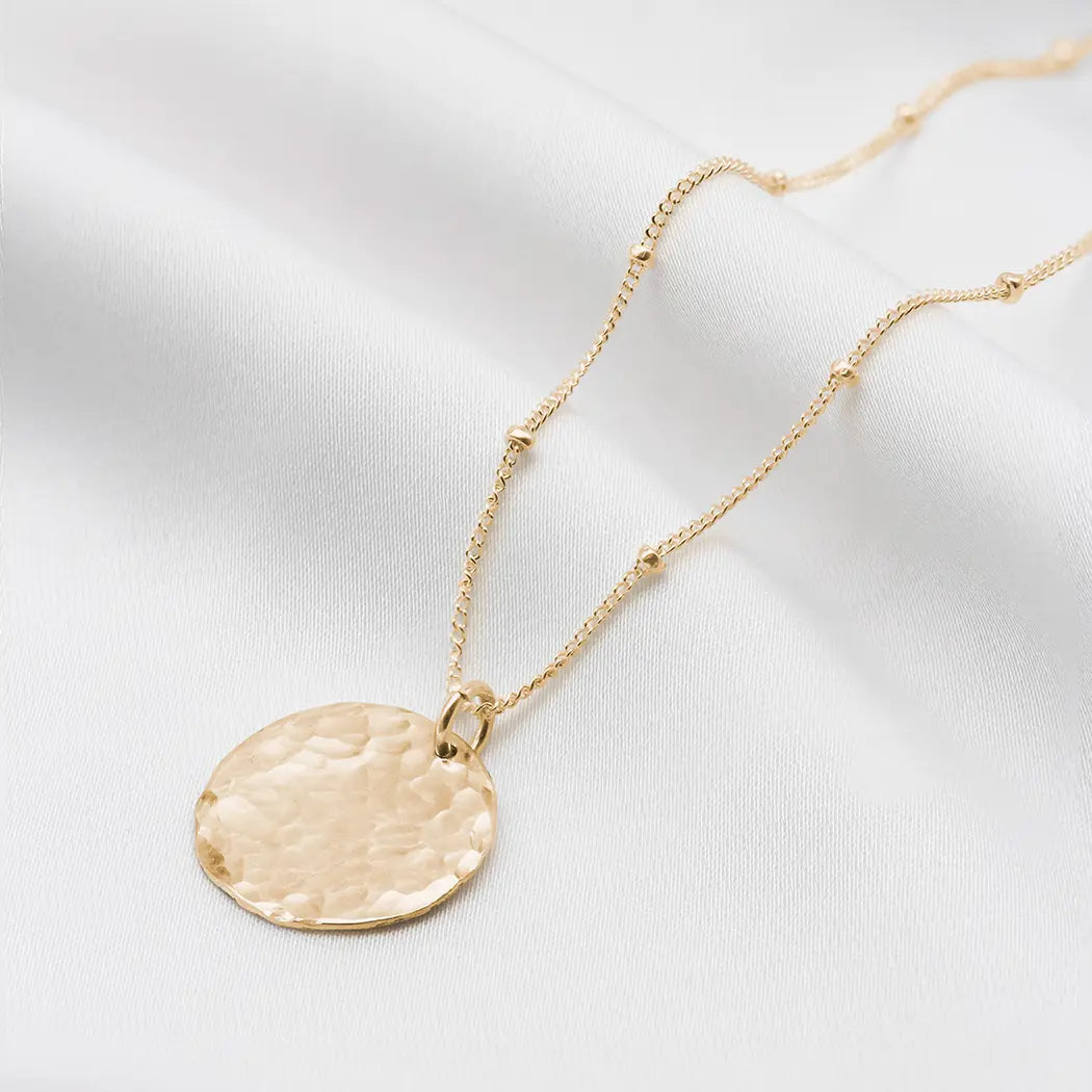 Thea Hammered Disc Pendant Necklace