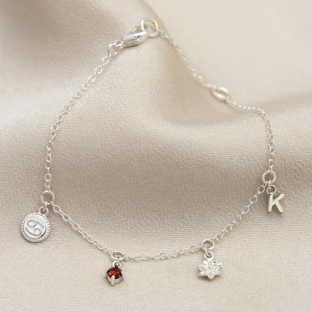 July Birthday Symbols Charm Bracelet