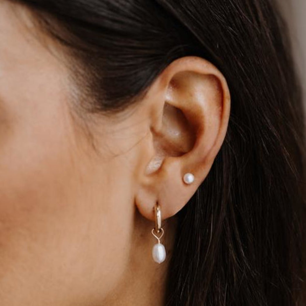 Small Pearl Hoop & Stud Earring Set - Mini Luna & Sia