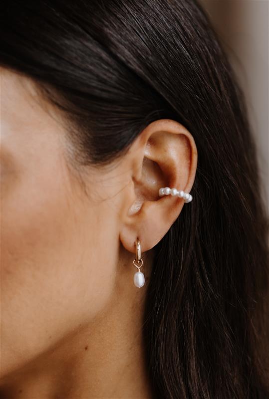 Small Hoop & Pearl Ear Cuff Set