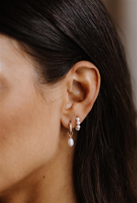 Small Pearl Hoop & Hoop Stud Earring Set - Celia