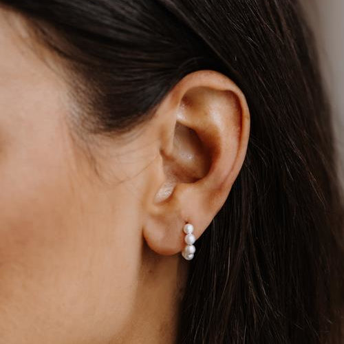 Pearl Stud Hoop Earrings