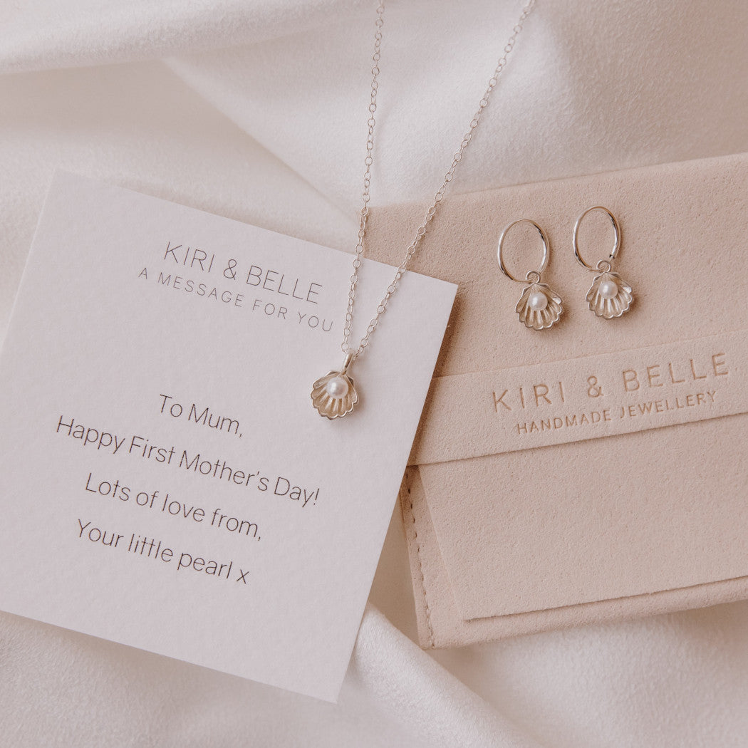 Shell and Pearl Charm Pendant Necklace