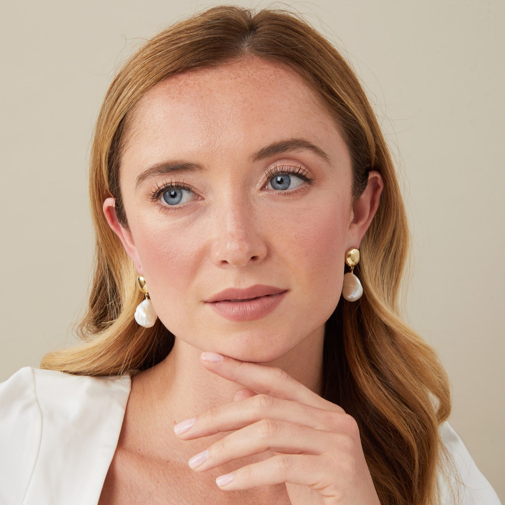Organic Statement Pearl Stud Drop Earrings - Rochelle