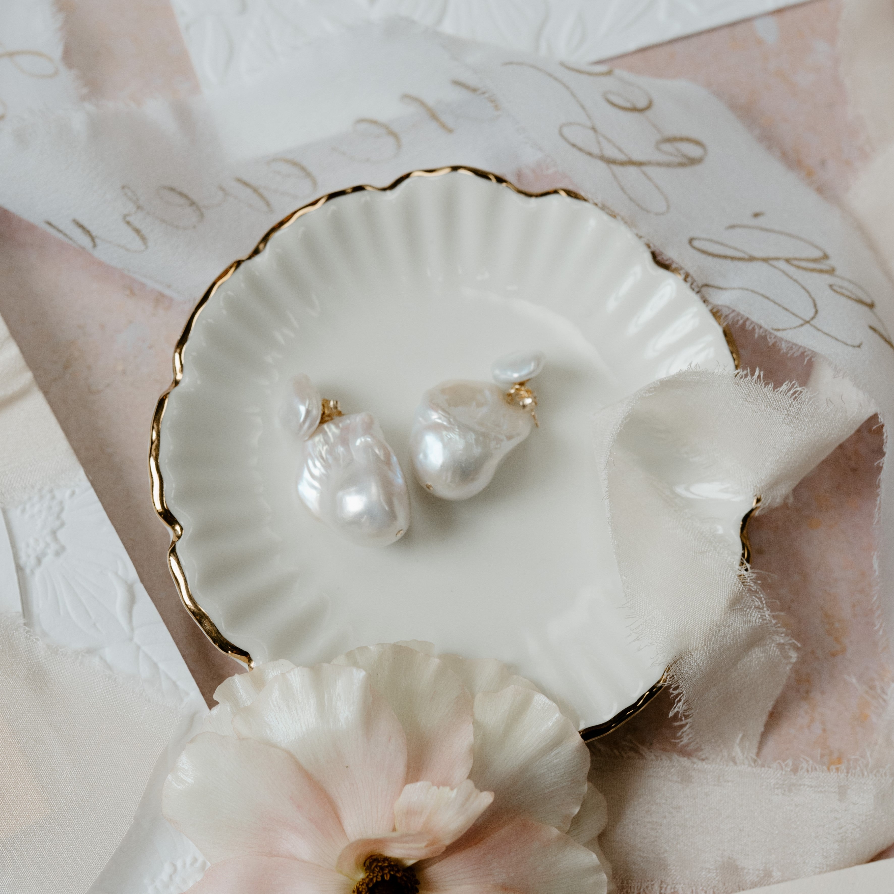 Large Nova Pearl Statement Earrings for Brides