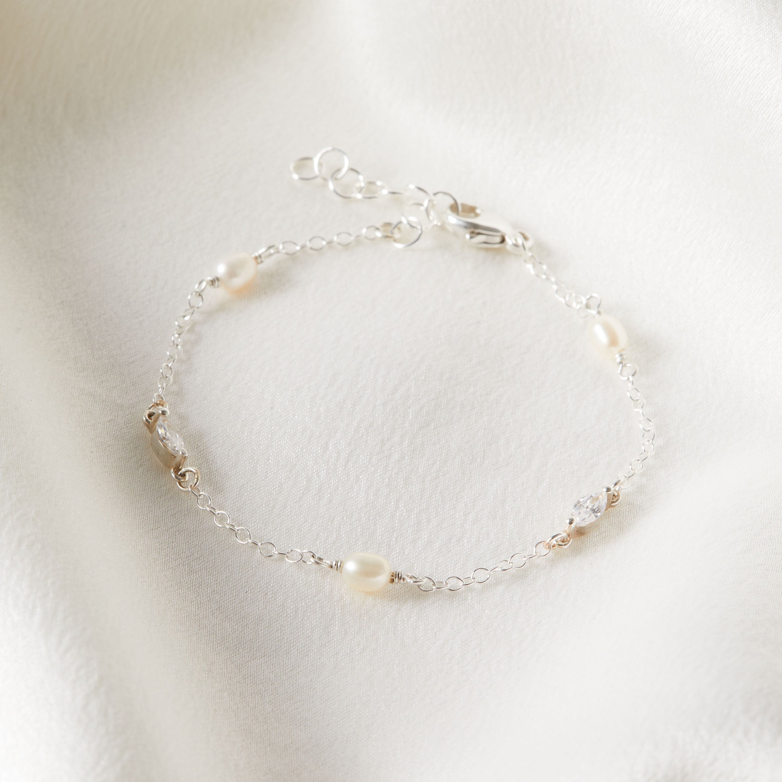 Marquise Crystal and Pearl Satellite Bracelet - Mira