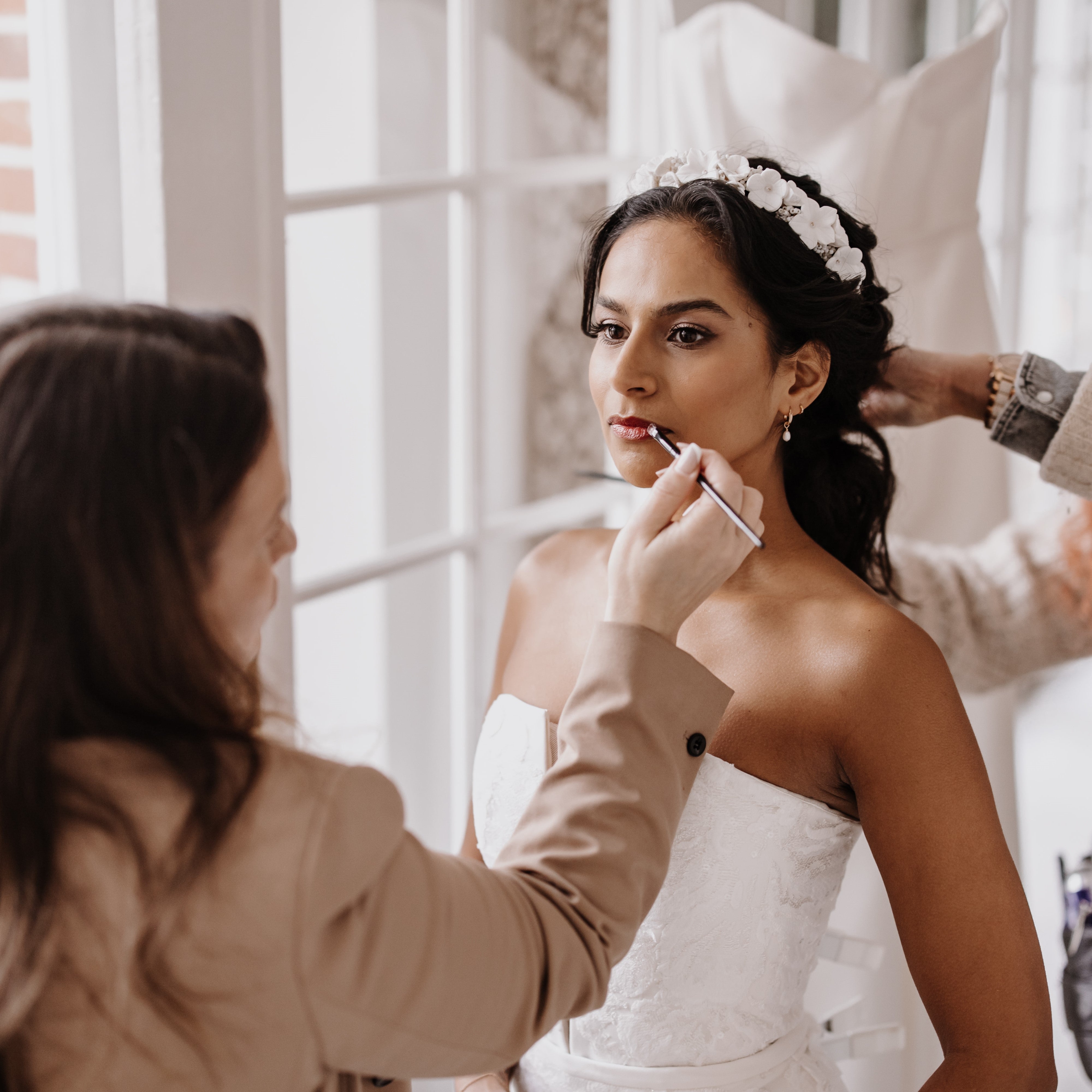 Mini Sia Pearl Hoop Bridal Earrings