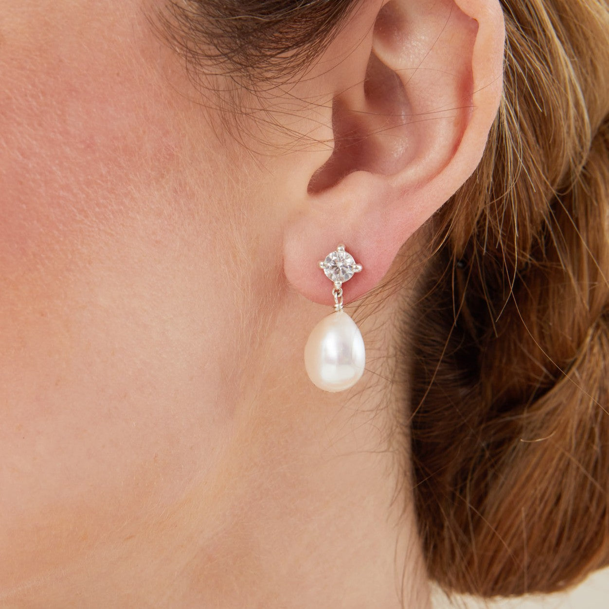Round Crystal Baroque Pearl Drop Earrings - Crystal Sia