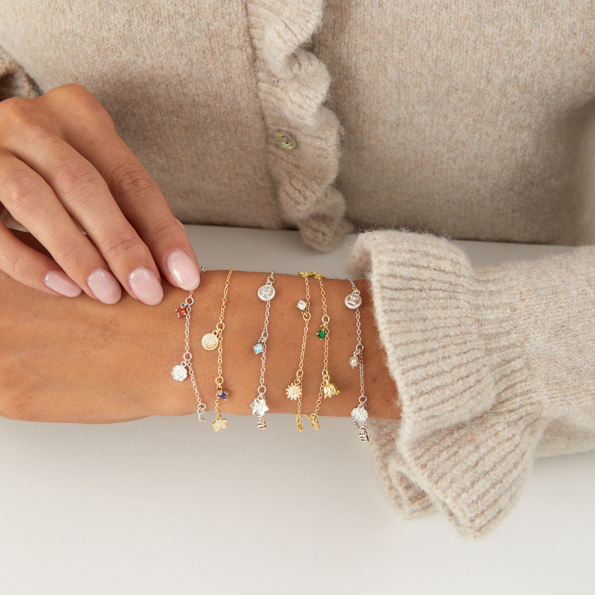 September Birthday Symbols Charm Bracelet