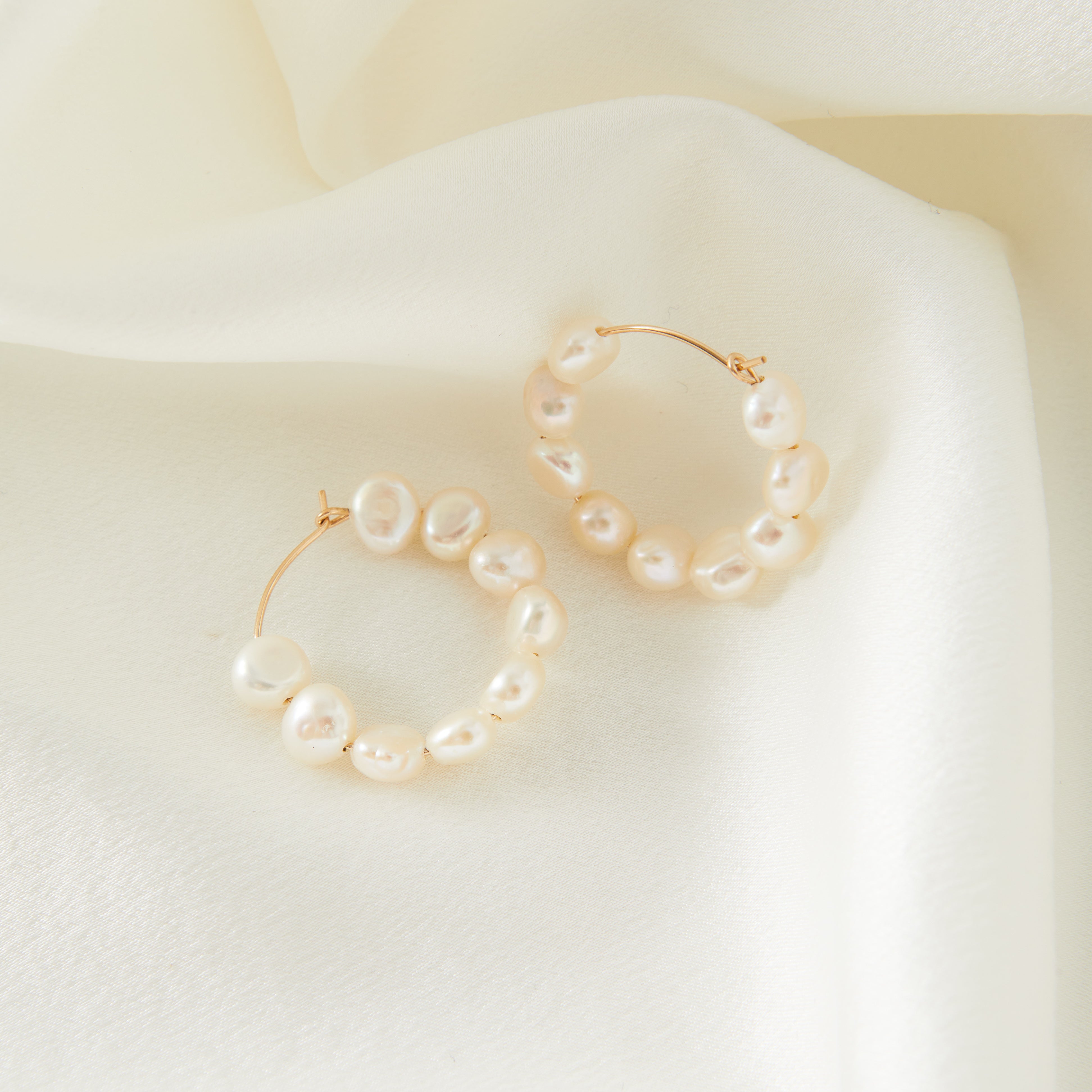 Medium Baroque Pearl Hoops - Lana