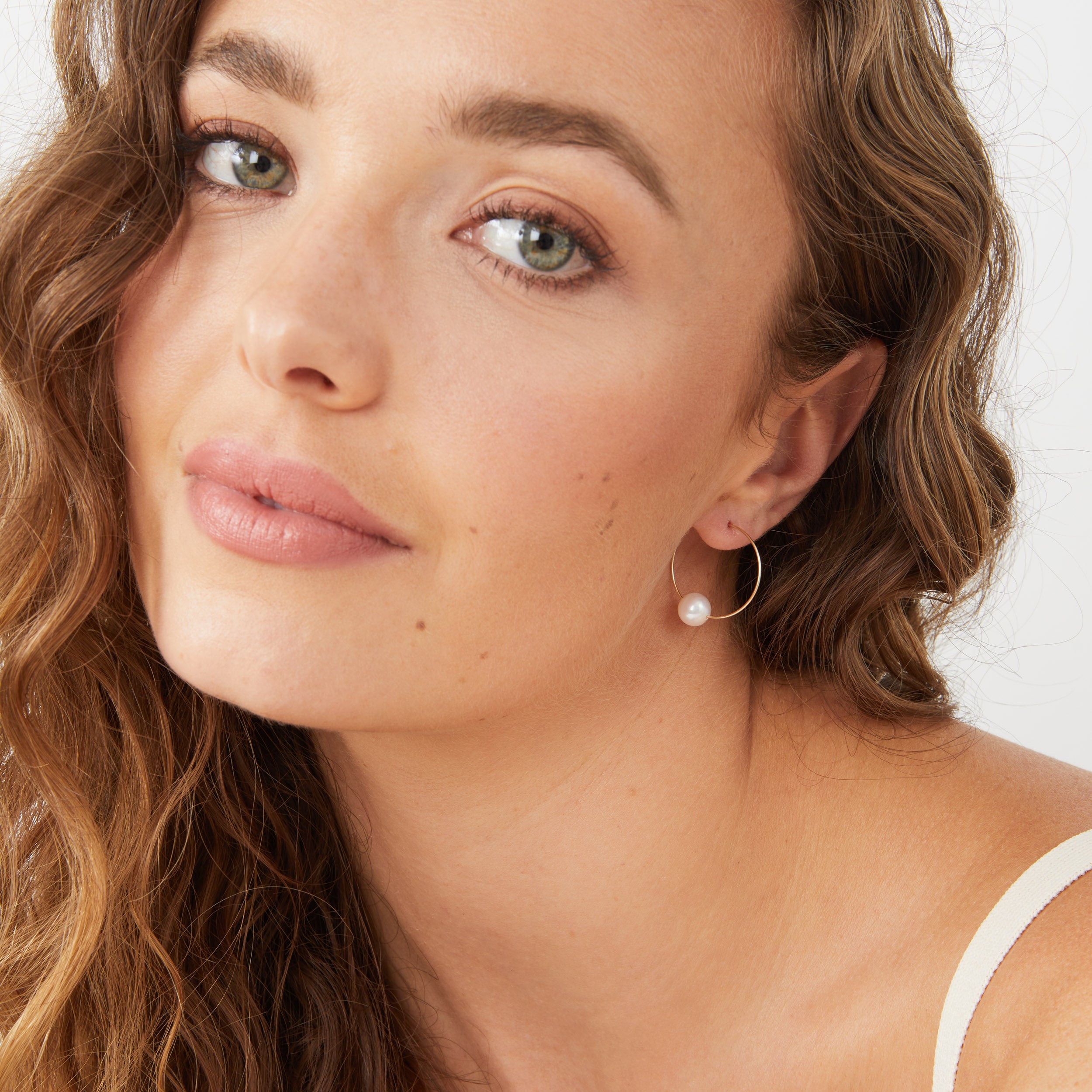 Mia Bridesmaids Hoop and Pearl Earrings