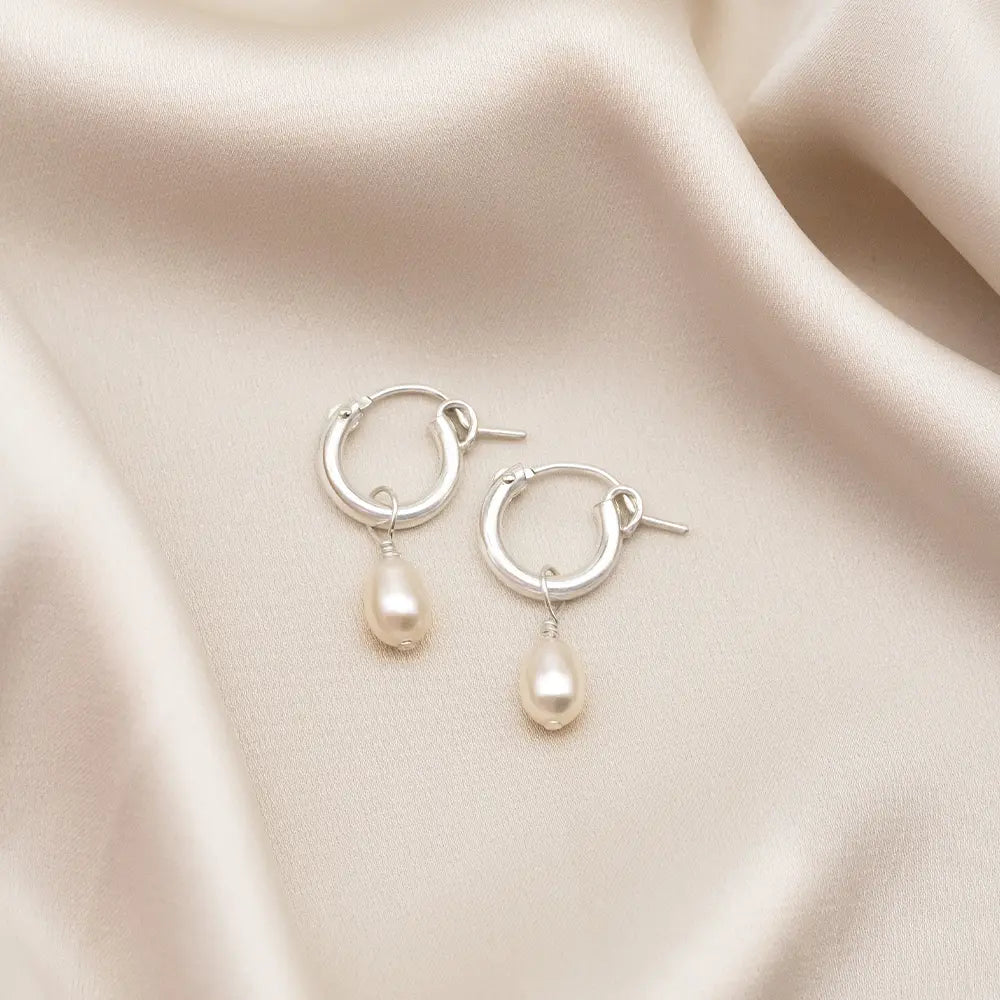 Mini Sia Pearl Hoop Bridesmaids Earrings