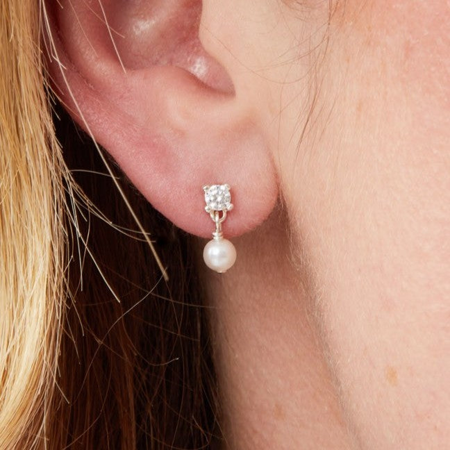 Mini Lab Grown Diamond Pearl Studs - Kaia