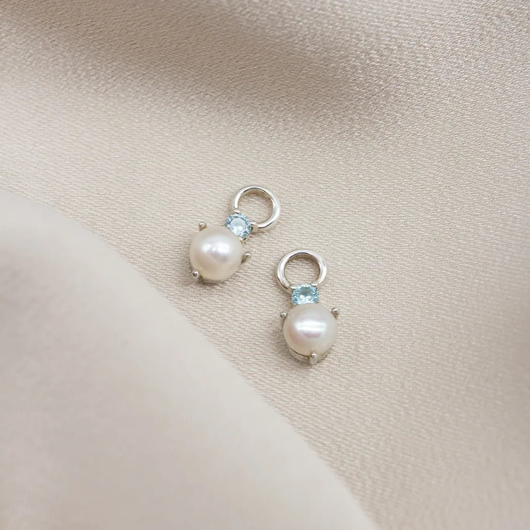 Something Blue Pearl Huggy Hoops
