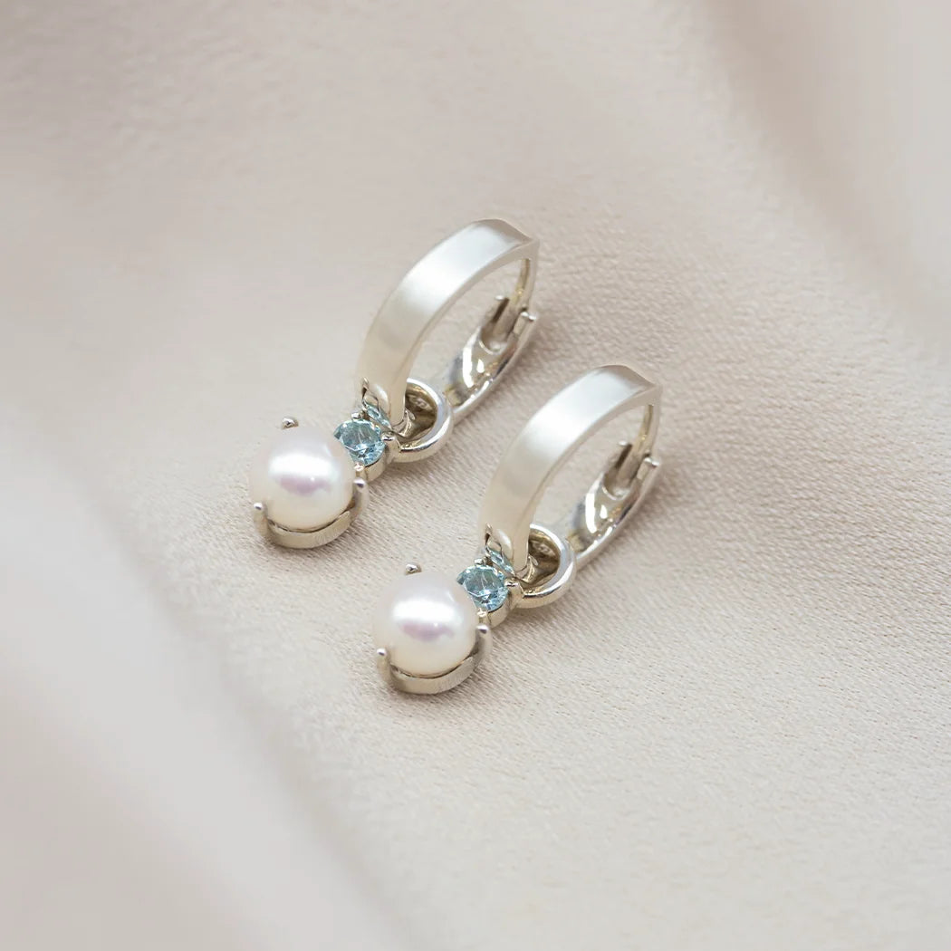 Something Blue Pearl Huggy Hoops