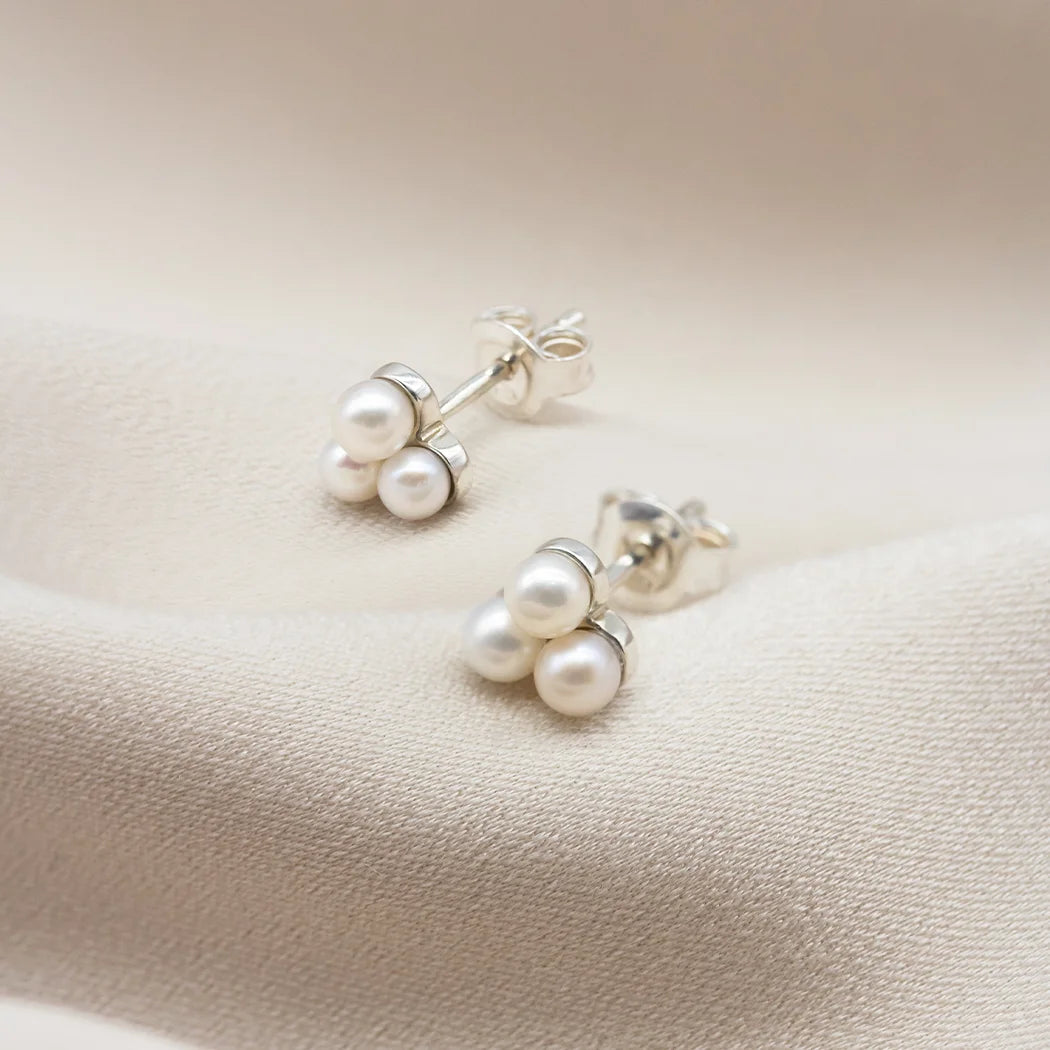 Pearl Trilogy Stud Earrings