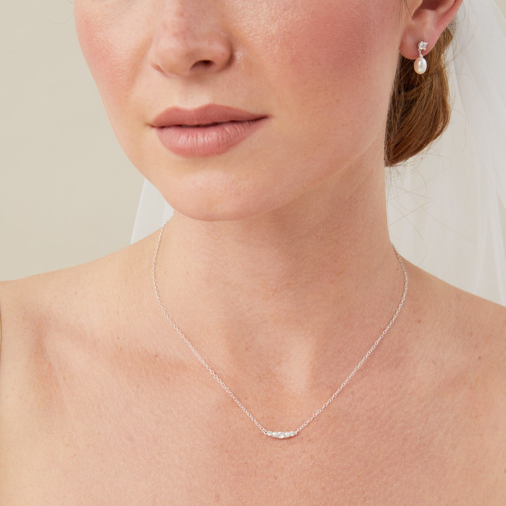 Dainty Pearl and Diamond Necklace - Haru