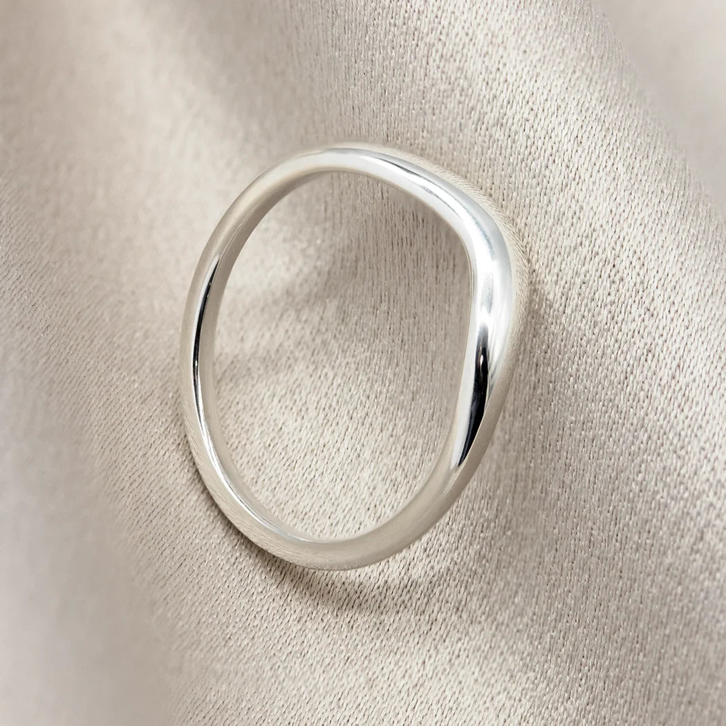 Sterling Silver Bold Domed Curve Ring - Nella