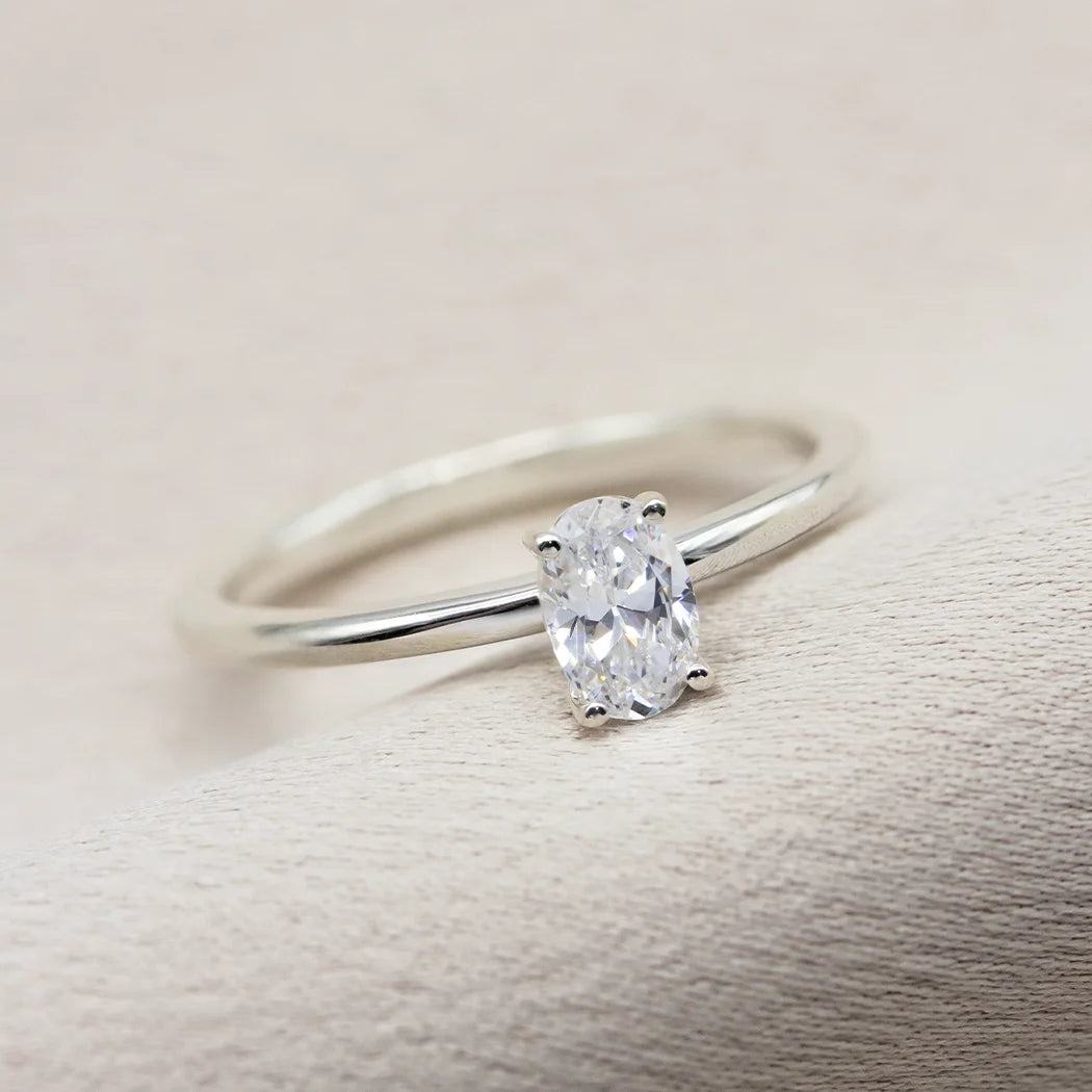 Sterling Silver 0.5ct Oval Engagement Ring - Asha