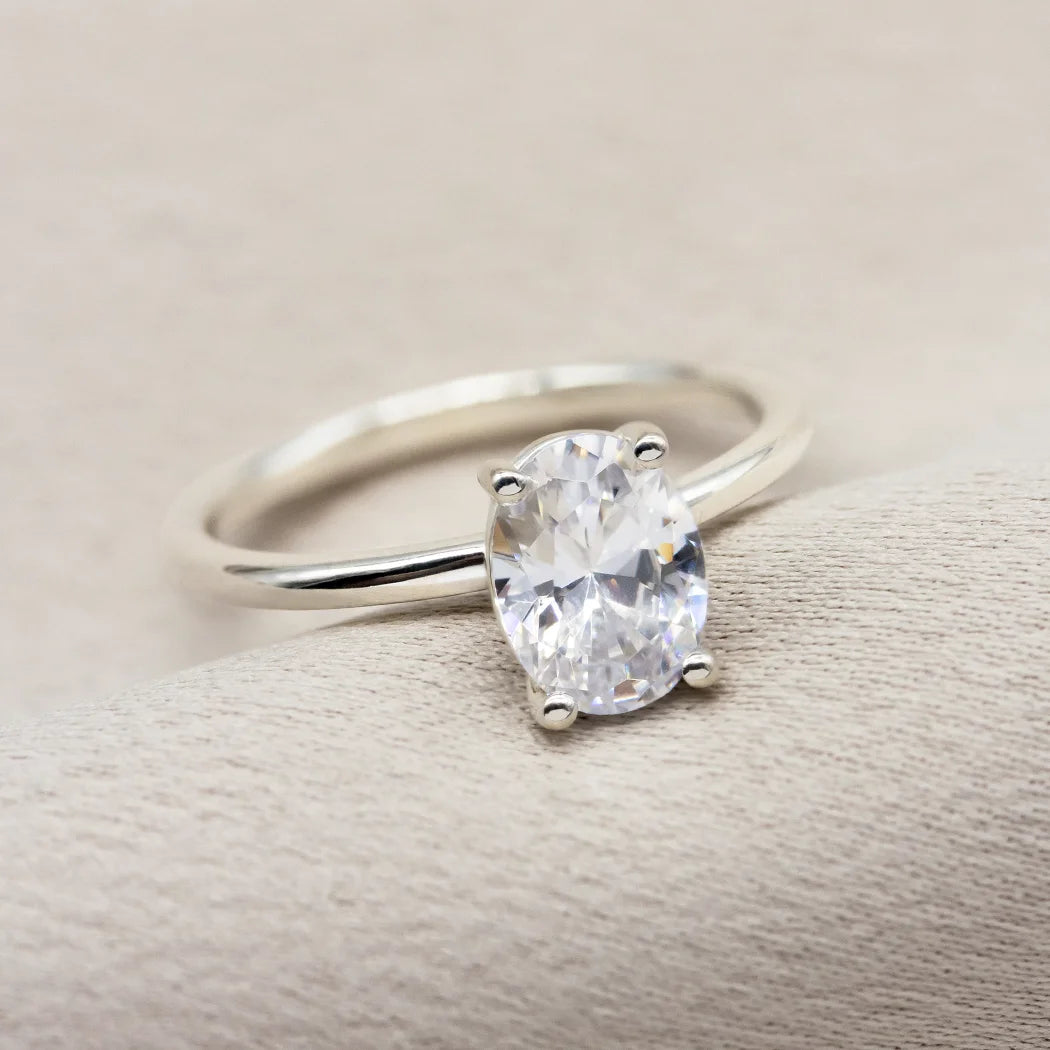 Sterling Silver 1ct Oval Engagement Ring - Asha