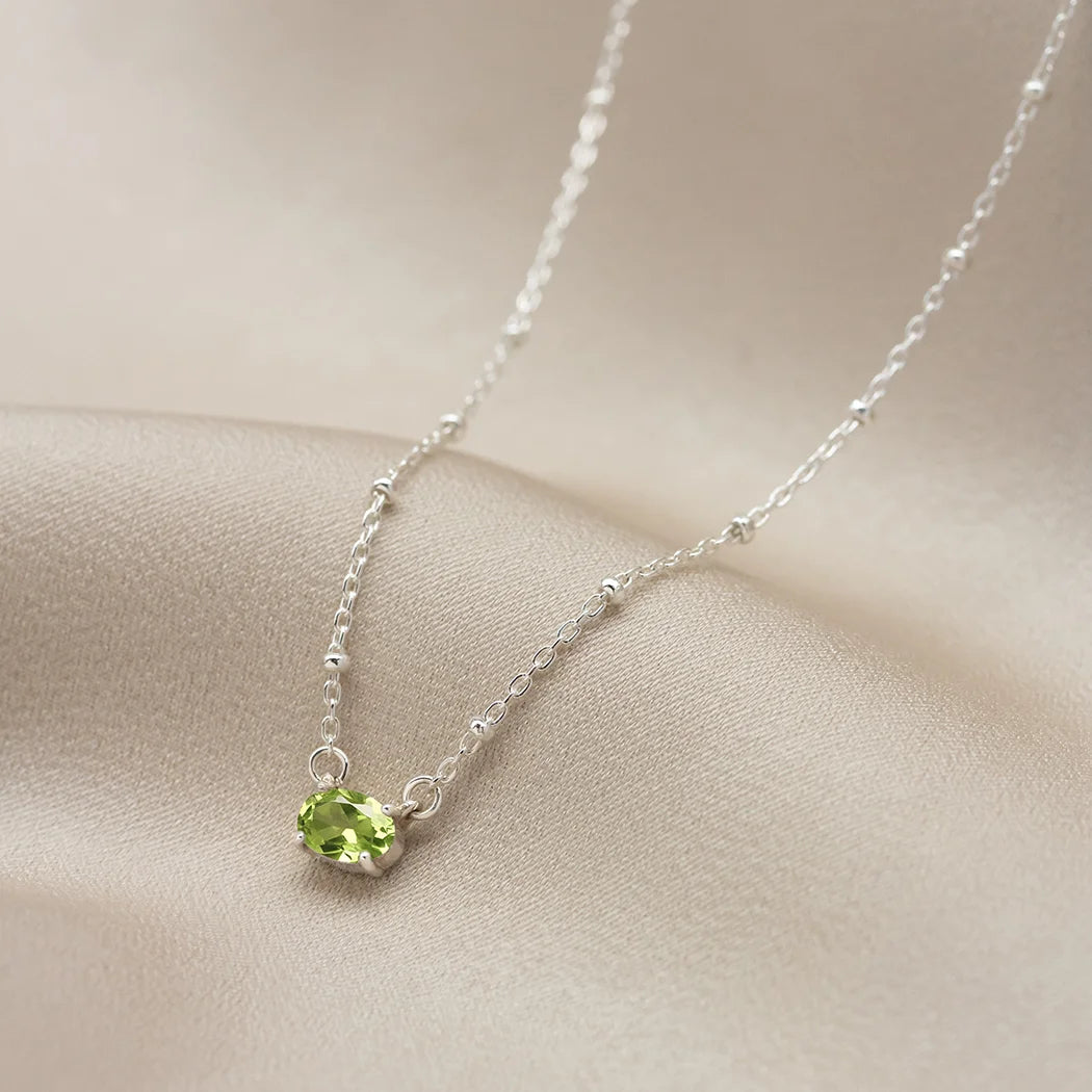 Peridot Oval Crystal Necklace