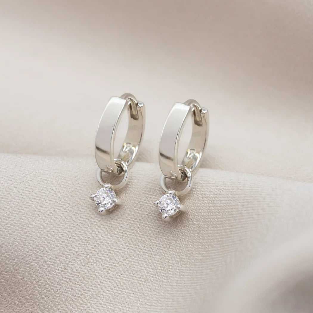 Mini Round Birthstone Huggy Hoops